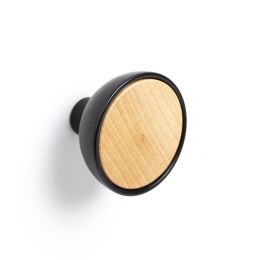 Combi knop Ø-45mm H-31mm Noten / Mat zwart