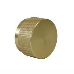 Knop rond ribbel H-30mm Messing geborsteld  leverbaar in 2 maten