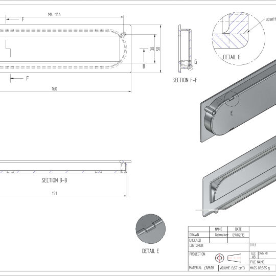 	Infreesgreep 160mm halfglans grafiet