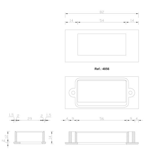Infreeskom rechthoekig 64X82mm H-36mm antiek brons