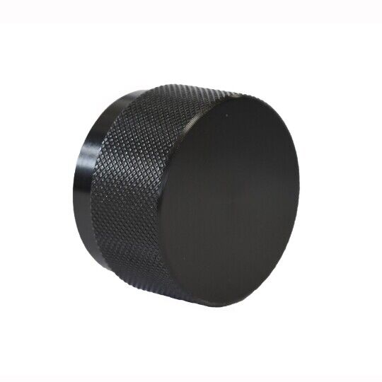 Knop rond ribbel Ø38mm   Ø50mm   en  H-30mm Mat zwart geborsteld