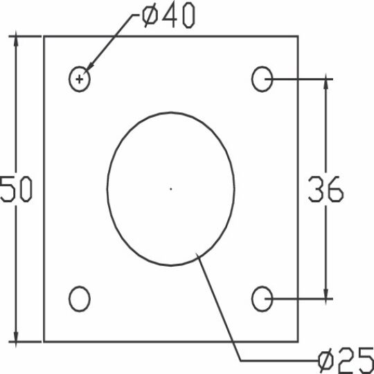 Poot Ø 25mm  verstelbaar met plaat RVS