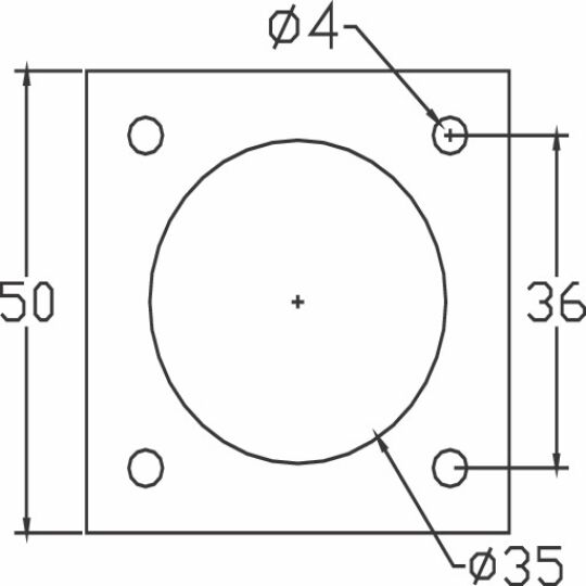 Ronde stelpoot Ø 35mm H-180mm RVS met plaat verstelbaar